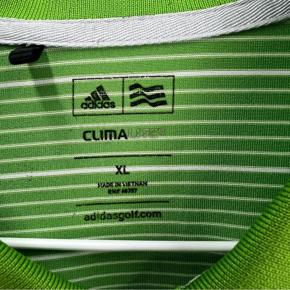 Adidas Climalite - Men’s Golf Shirt - Polo - XL - Green with White Stripes - Picture 2 of 9